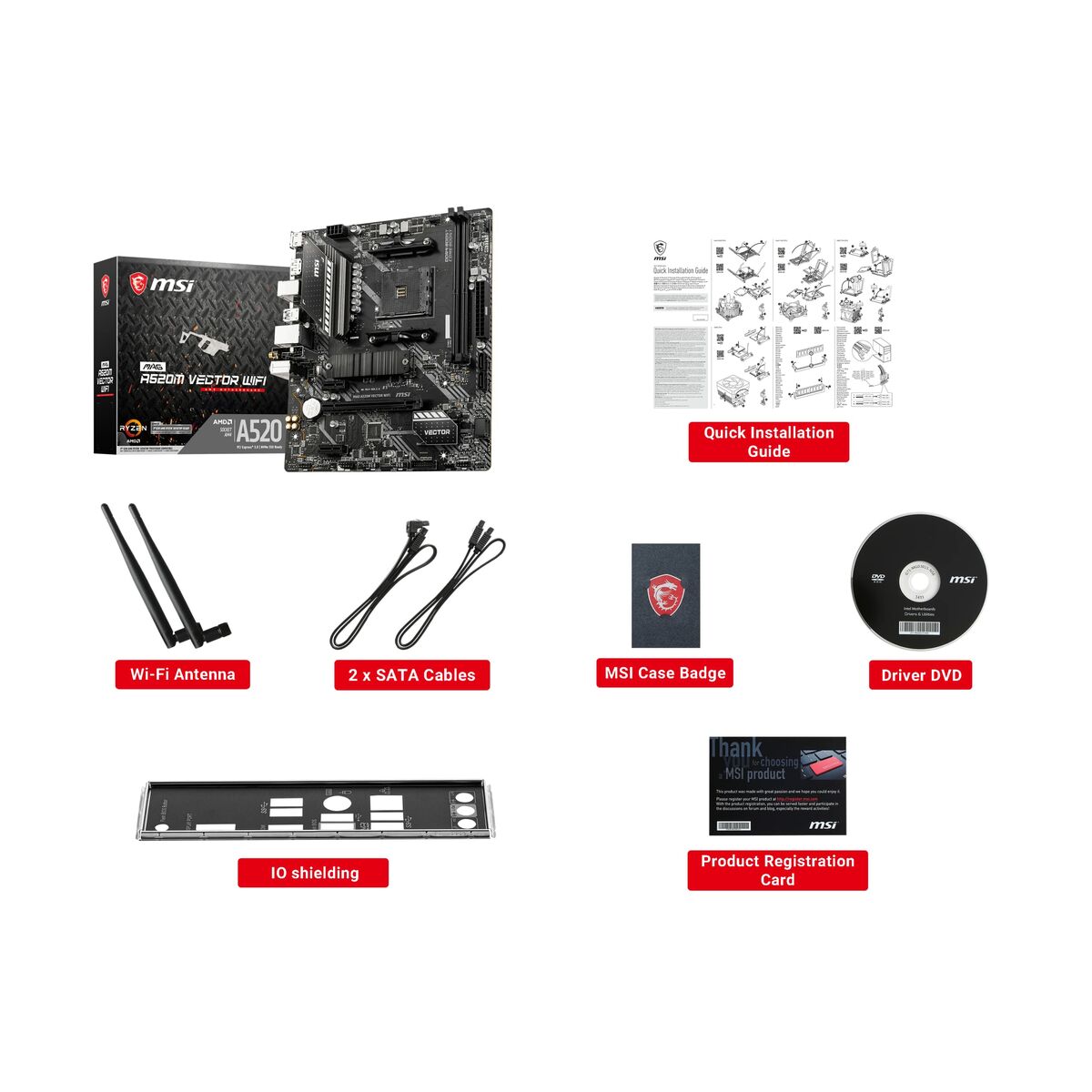 Placa Base MSI MAG A520M VECTOR WIFI AMD A520 AMD AM4