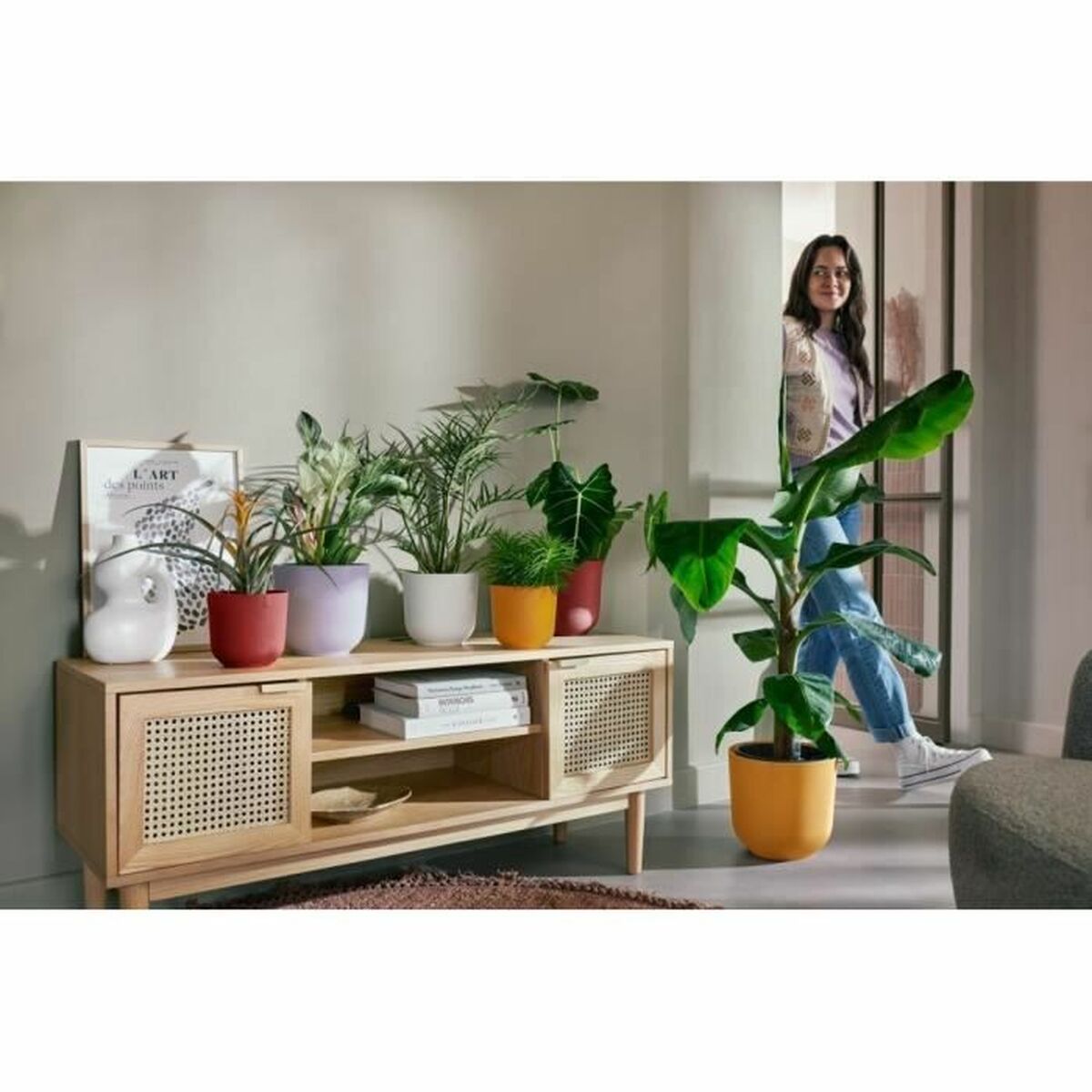 Maceta Elho Jazz Blanco Lila Plástico Redondo 3 Piezas