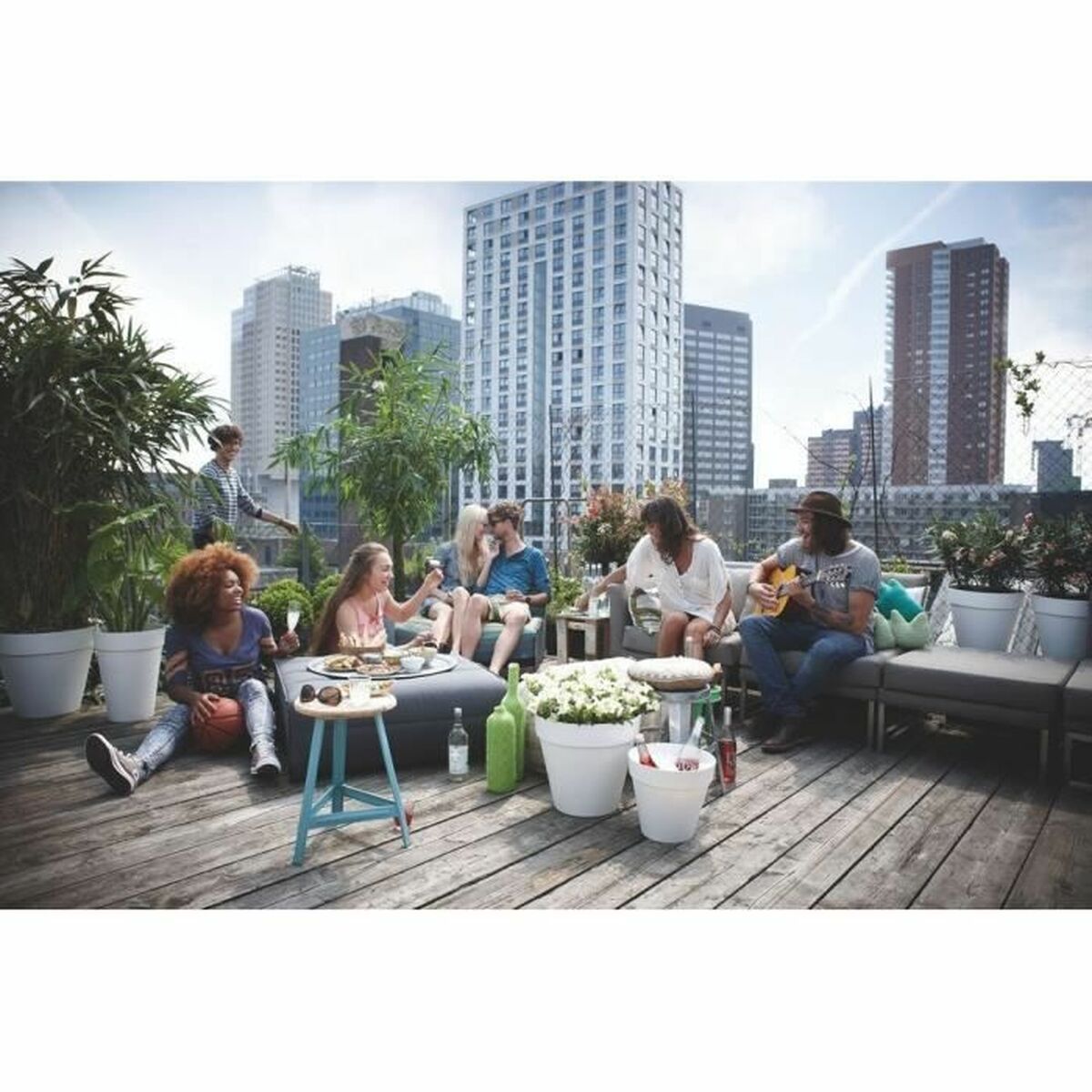 Set de Macetas Elho Gris Plástico Redondo 2 Piezas