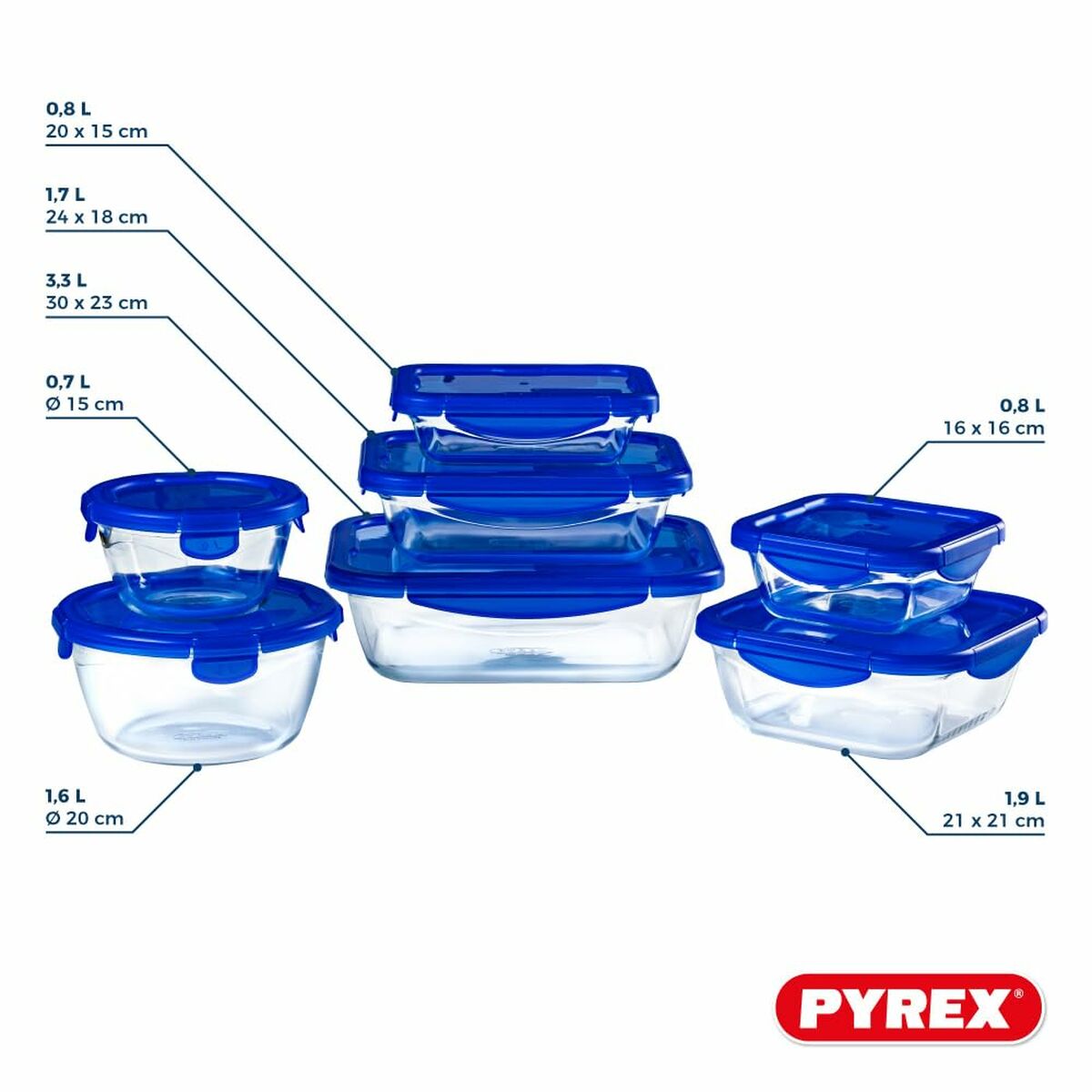 Set de Fiambreras Pyrex Cook & Go Azul Transparente
