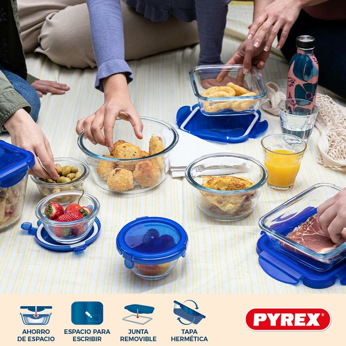 Set de Fiambreras Pyrex Cook & Go Azul Transparente