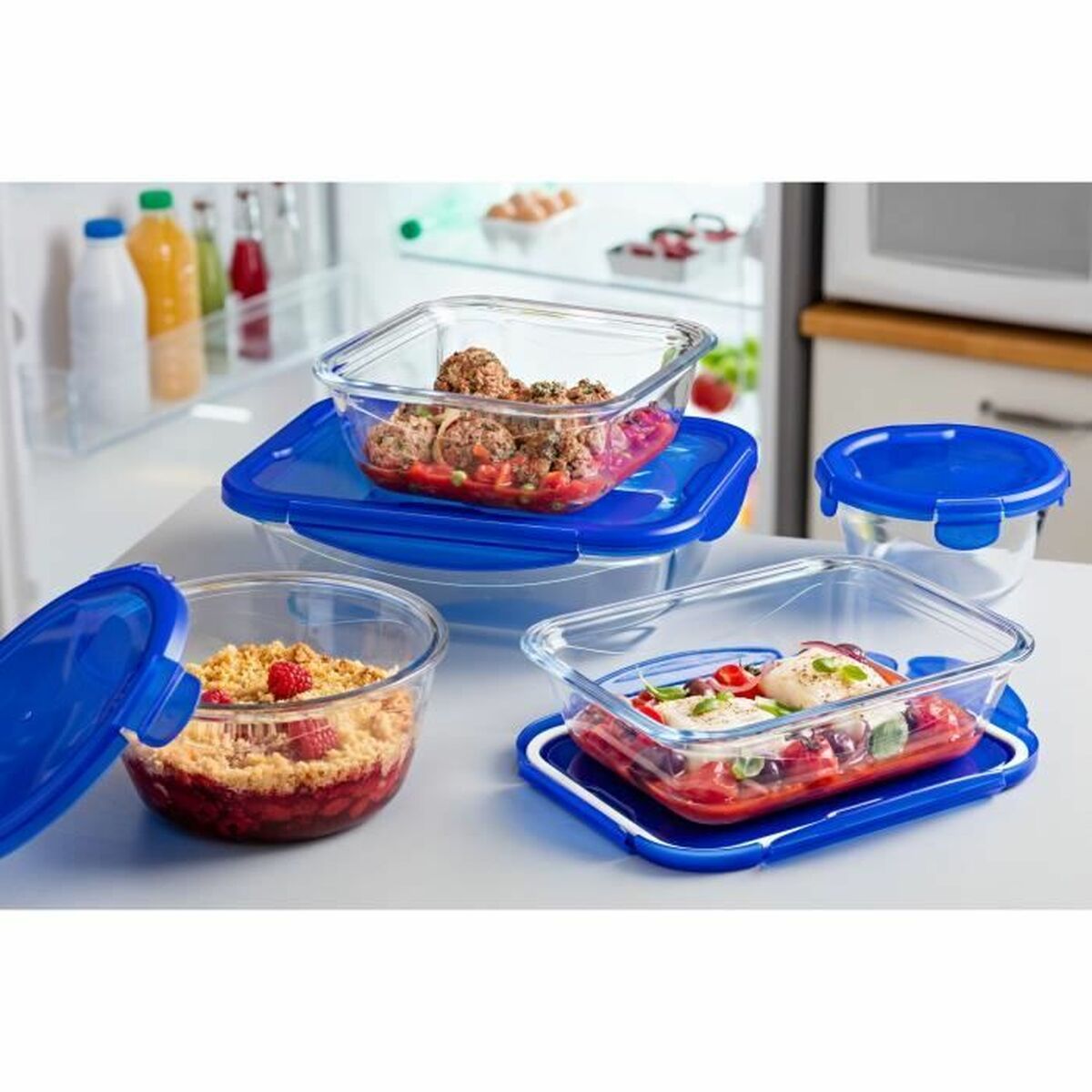 Set de Fiambreras Pyrex Cook & Go Azul Transparente