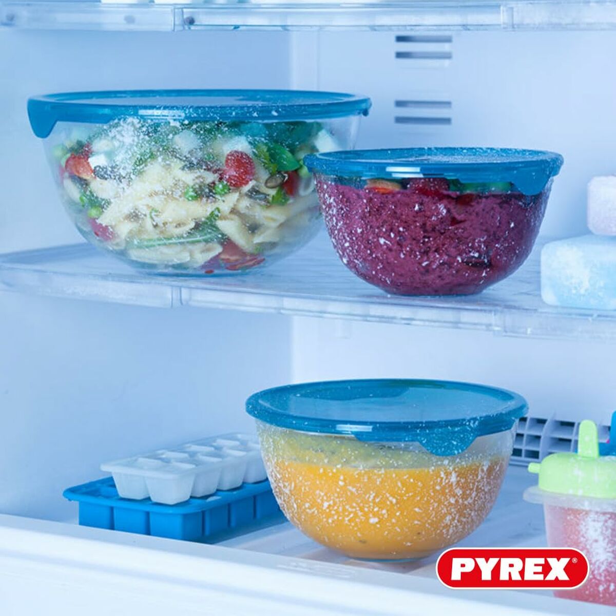 Set de Fiambreras Pyrex Transparente Turquesa 5 Piezas