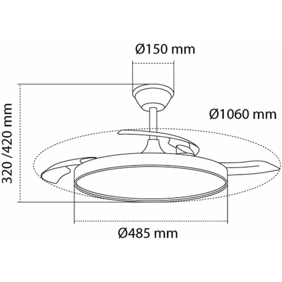 Ventilador de Techo con Luz CristalRecord Negro 43 W (3000 K) (4000 K)