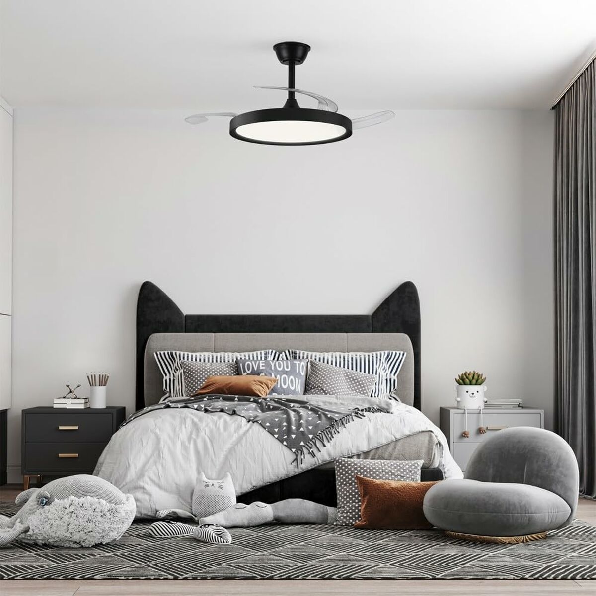 Ventilador de Techo con Luz CristalRecord Negro 43 W (3000 K) (4000 K)