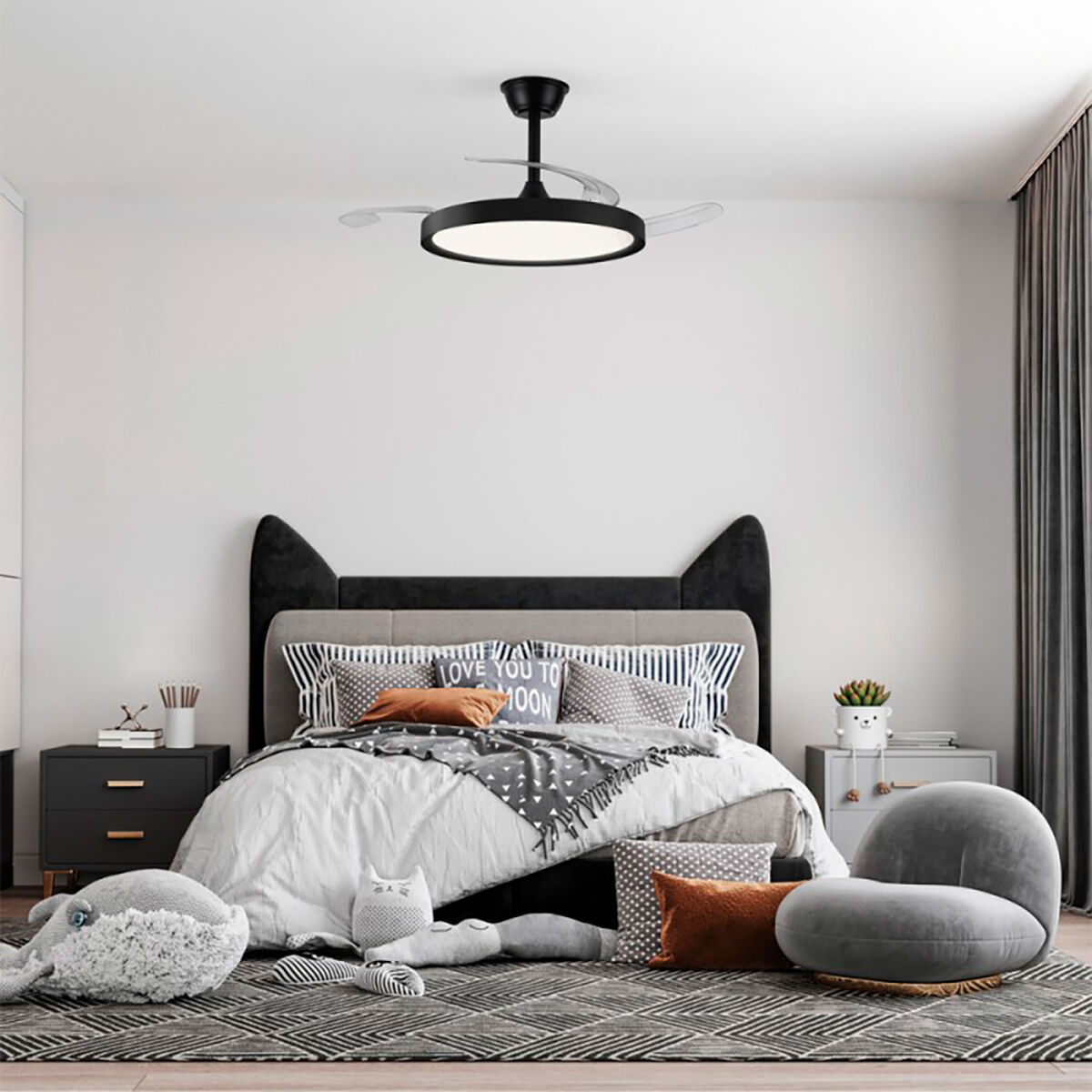 Ventilador de Techo con Luz CristalRecord Negro 43 W (3000 K) (4000 K)