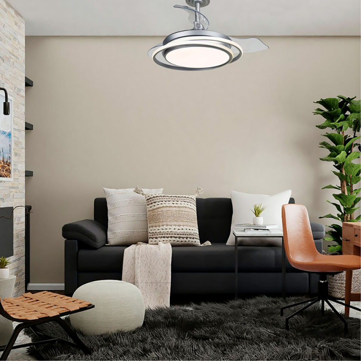 Ventilador de Techo con Luz CristalRecord Plateado 35 W (3000 K) (4000 K)