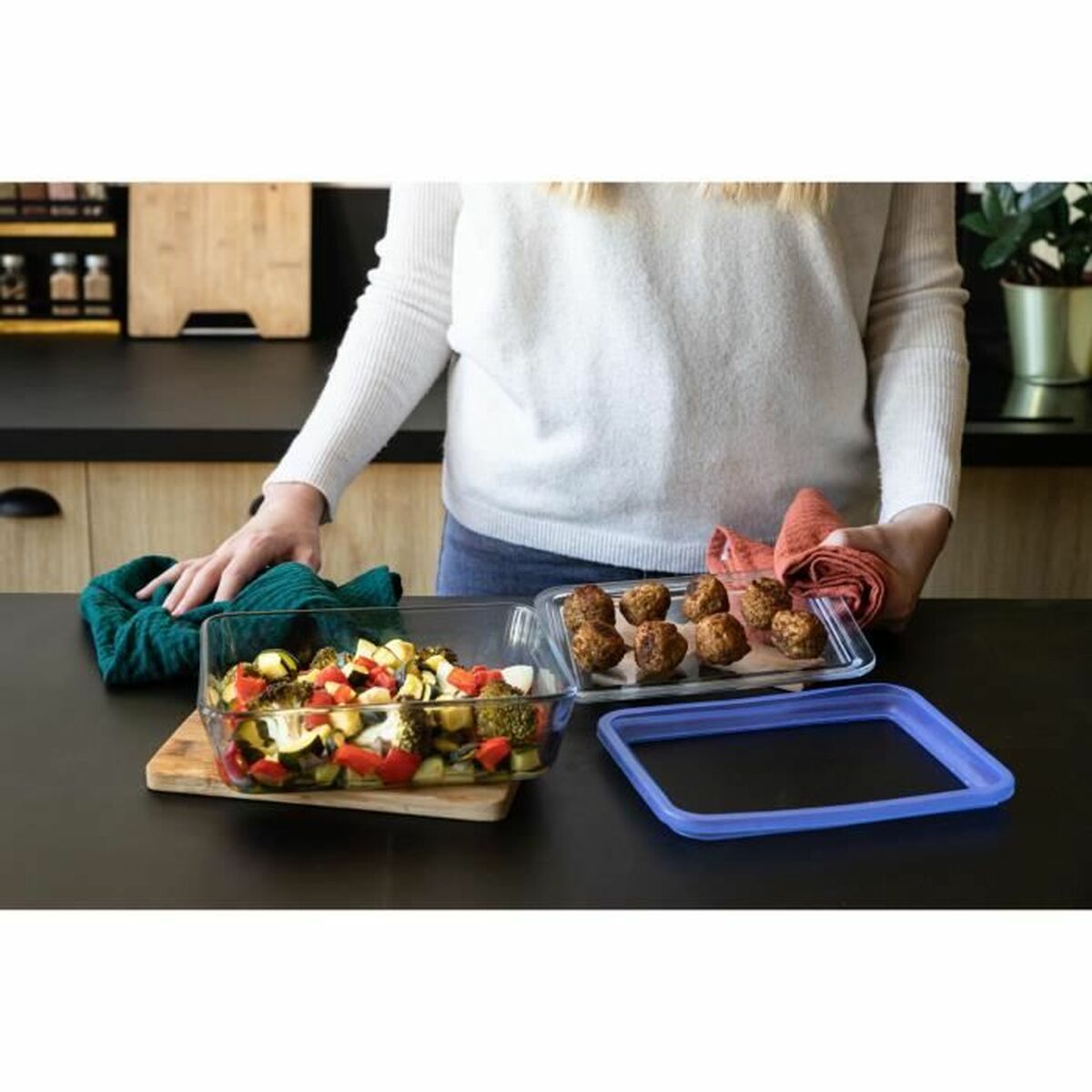 Set de Fiambreras Pyrex Azul Transparente 2,6 L 3 Piezas