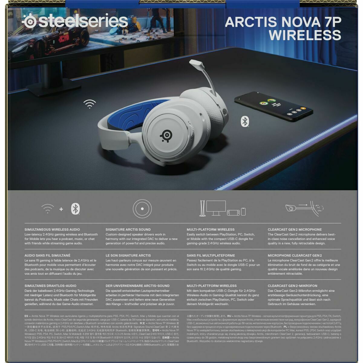 Auriculares con Micrófono SteelSeries Arctis Nova 7P Blanco