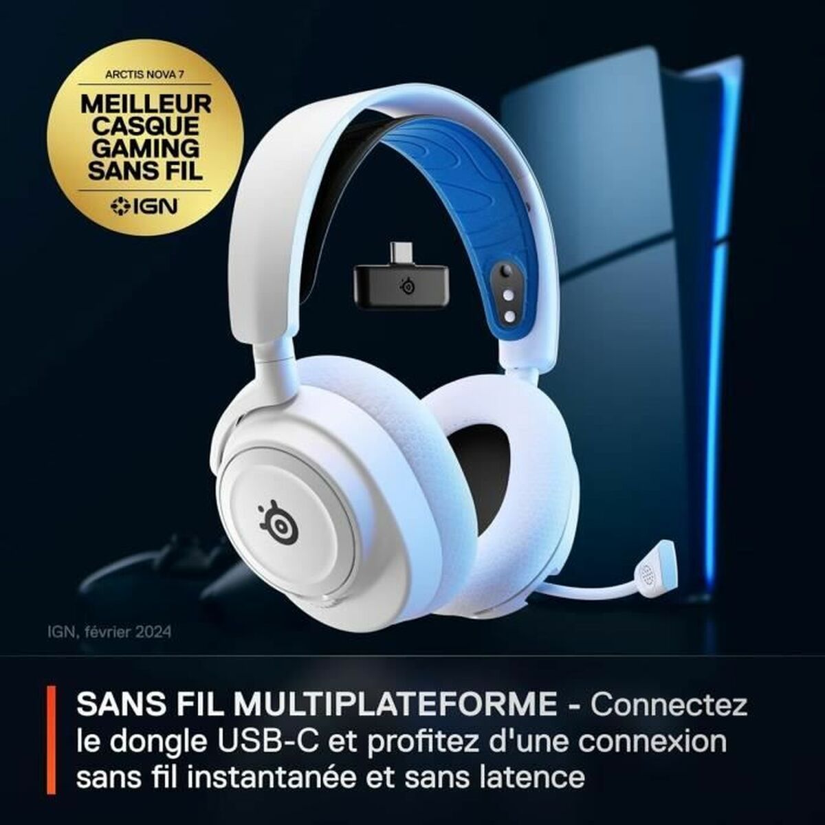 Auriculares con Micrófono SteelSeries Arctis Nova 7P Blanco
