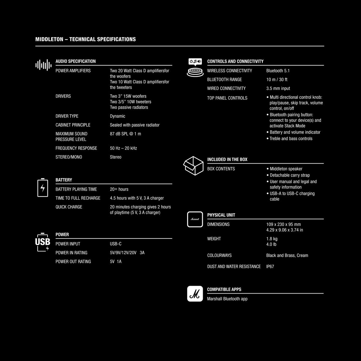 Altavoz Bluetooth Marshall 1006034 Bronce 60 W