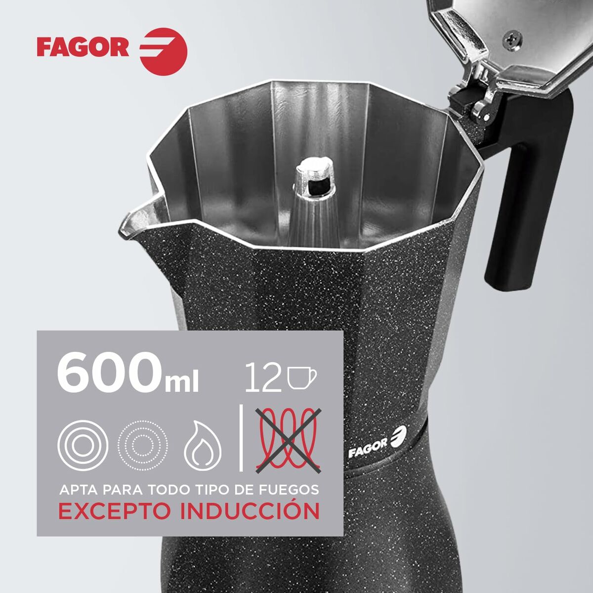 Cafetera Italiana Fagor TIRAMISU 12 Negro Aluminio 12 Tazas