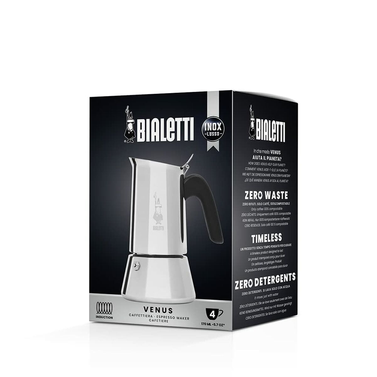 Cafetera Italiana Bialetti NEW VENUS Plateado Metal Acero Inoxidable