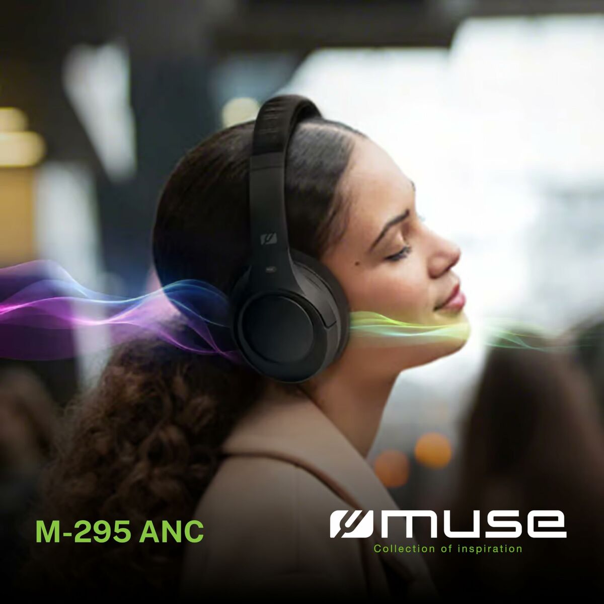 Auriculares con Micrófono Muse M295ANC Negro Gris