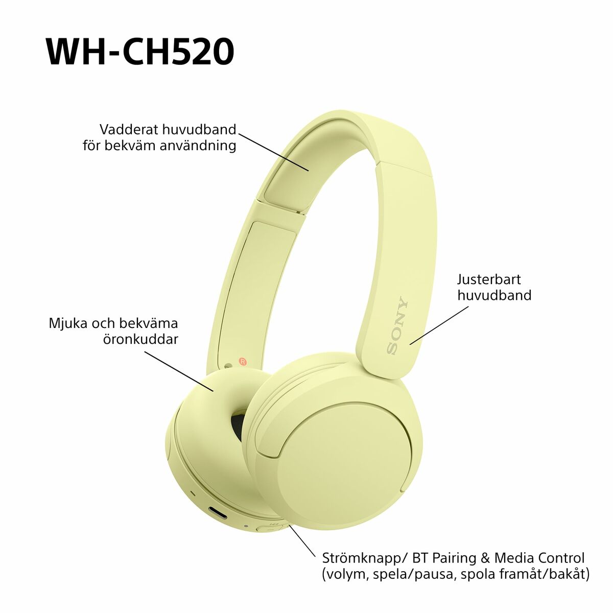 Auriculares de Diadema Sony WHCH520Y      * Amarillo