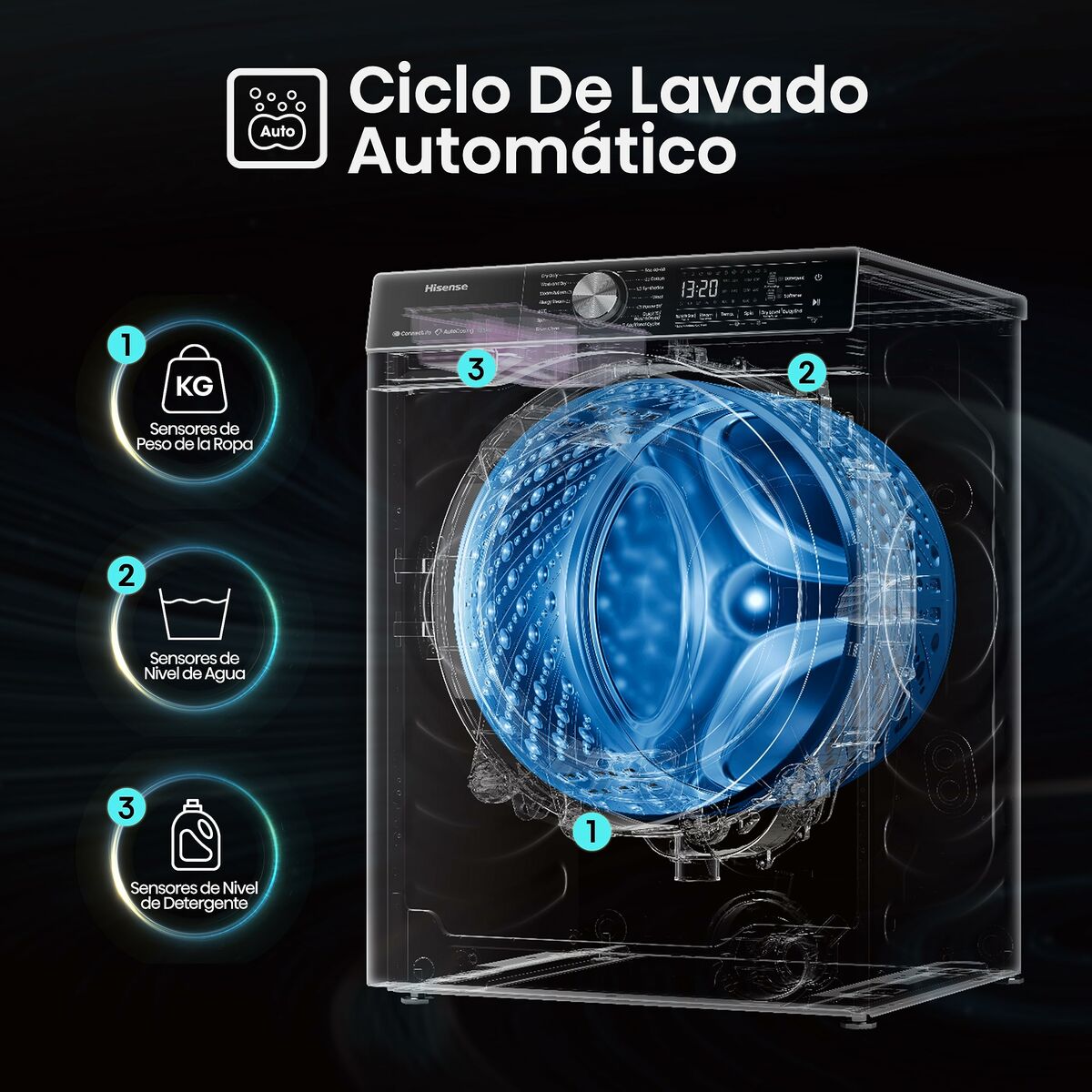 Lavadora Hisense WF5S1045BW 59,5 cm 1400 rpm 10,5 kg