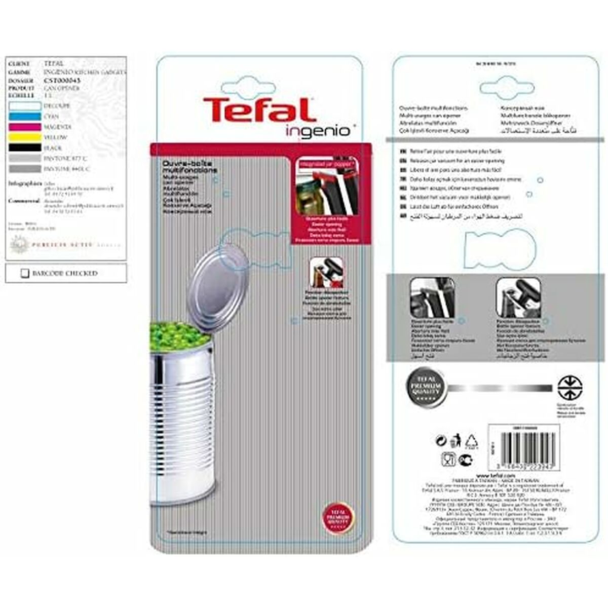 Abrelatas Tefal K2070514 Negro Metal Acero Inoxidable Acero