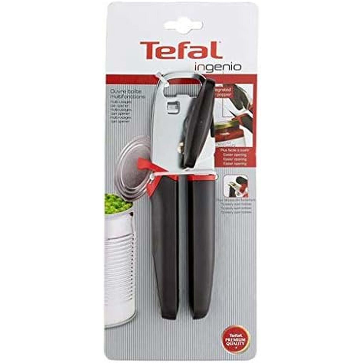 Abrelatas Tefal K2070514 Negro Metal Acero Inoxidable Acero