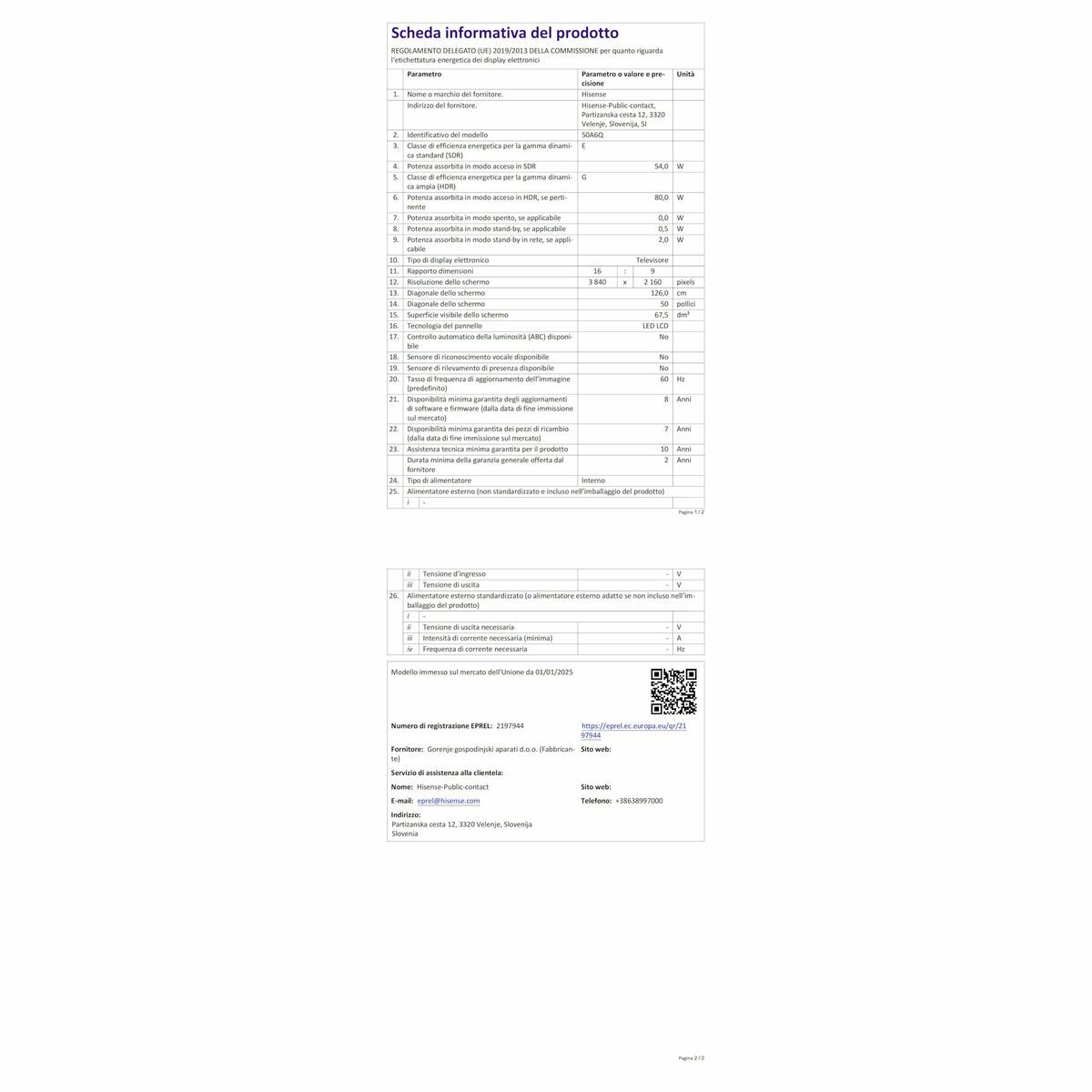 Smart TV Hisense 50A6Q        50 50" 4K Ultra HD LED HDR D-LED