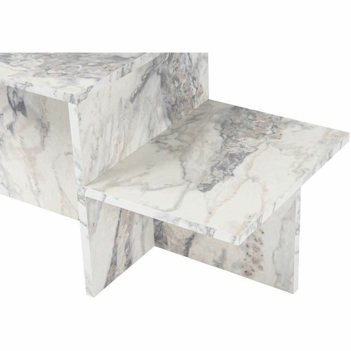 Mesa de Centro Harmony Blanco Gris 80 x 40 x 40 cm Mármol
