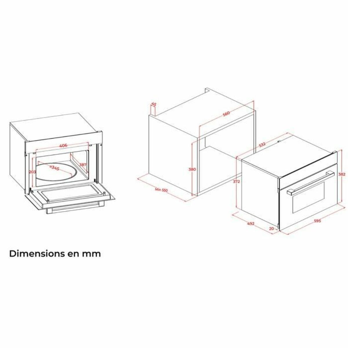 Microondas Integrable Continental Edison CEMO34CEB3 Negro 1450 W 34 L