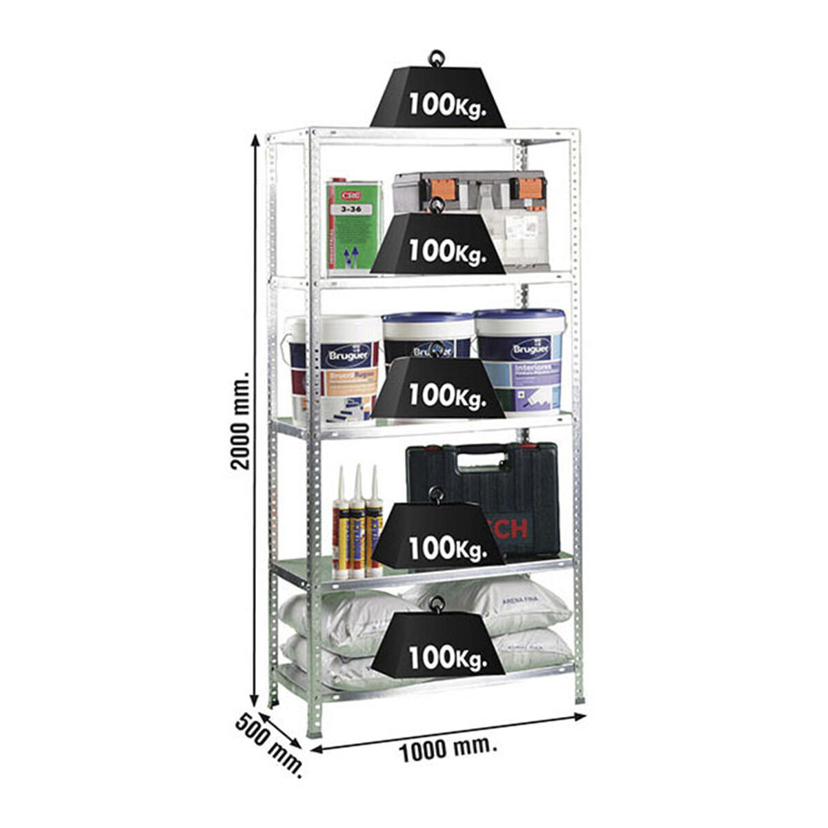 Estantería Simon Rack Comfort Plus 5/500 200 x 100 x 50 cm Natural Metal 5 Estantes 100 kg