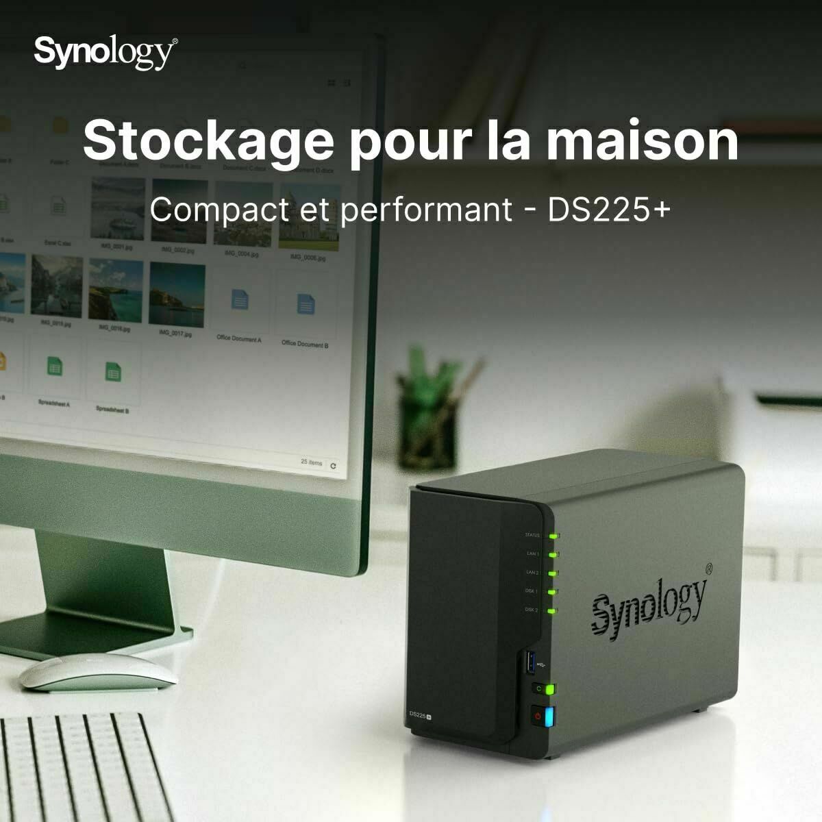 Almacenamiento en Red NAS Synology DS225+ Negro Intel Celeron J4125