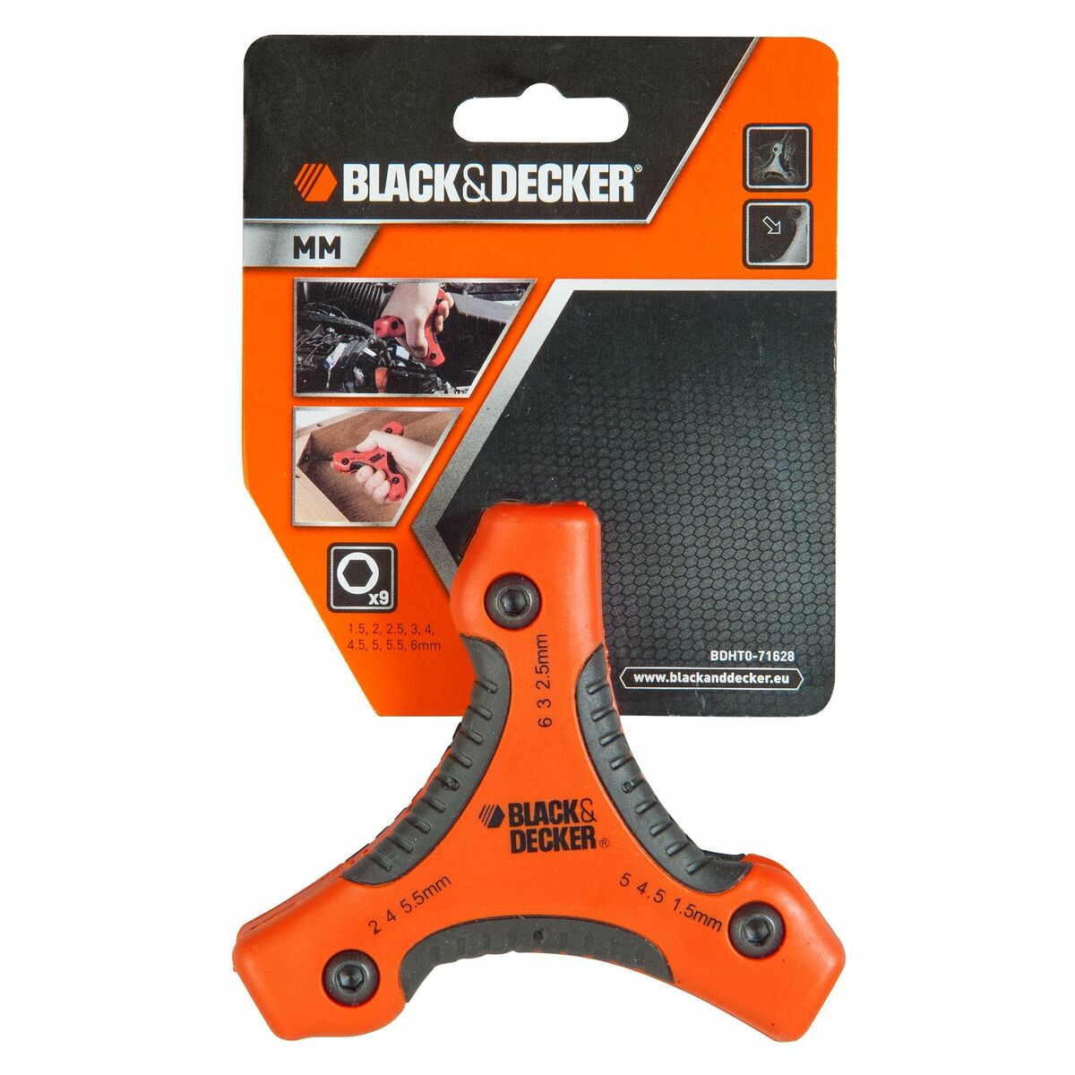Llaves hexagonales plegables Black & Decker bdht0-71628 1,5-2-2,5-3-4-4,5-5-5,5-6 mm