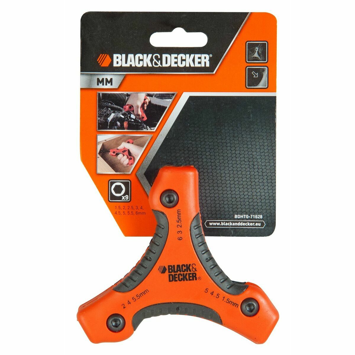 Llaves hexagonales plegables Black & Decker bdht0-71628 1,5-2-2,5-3-4-4,5-5-5,5-6 mm