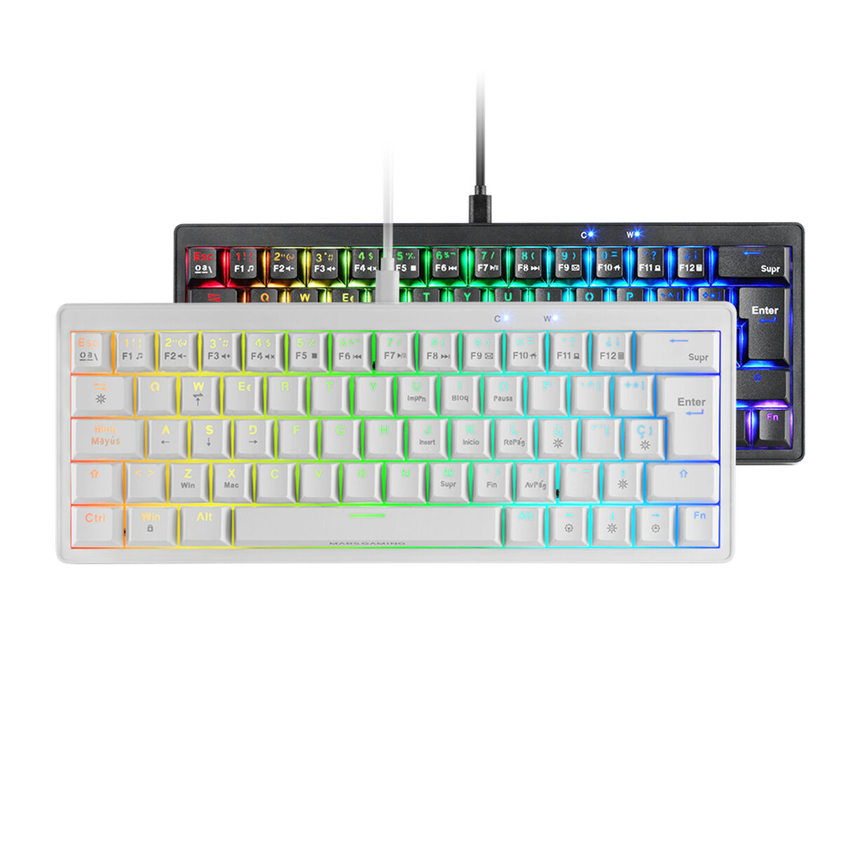 Teclado Gaming Mars Gaming MKMINIPROWYES Qwerty US Blanco
