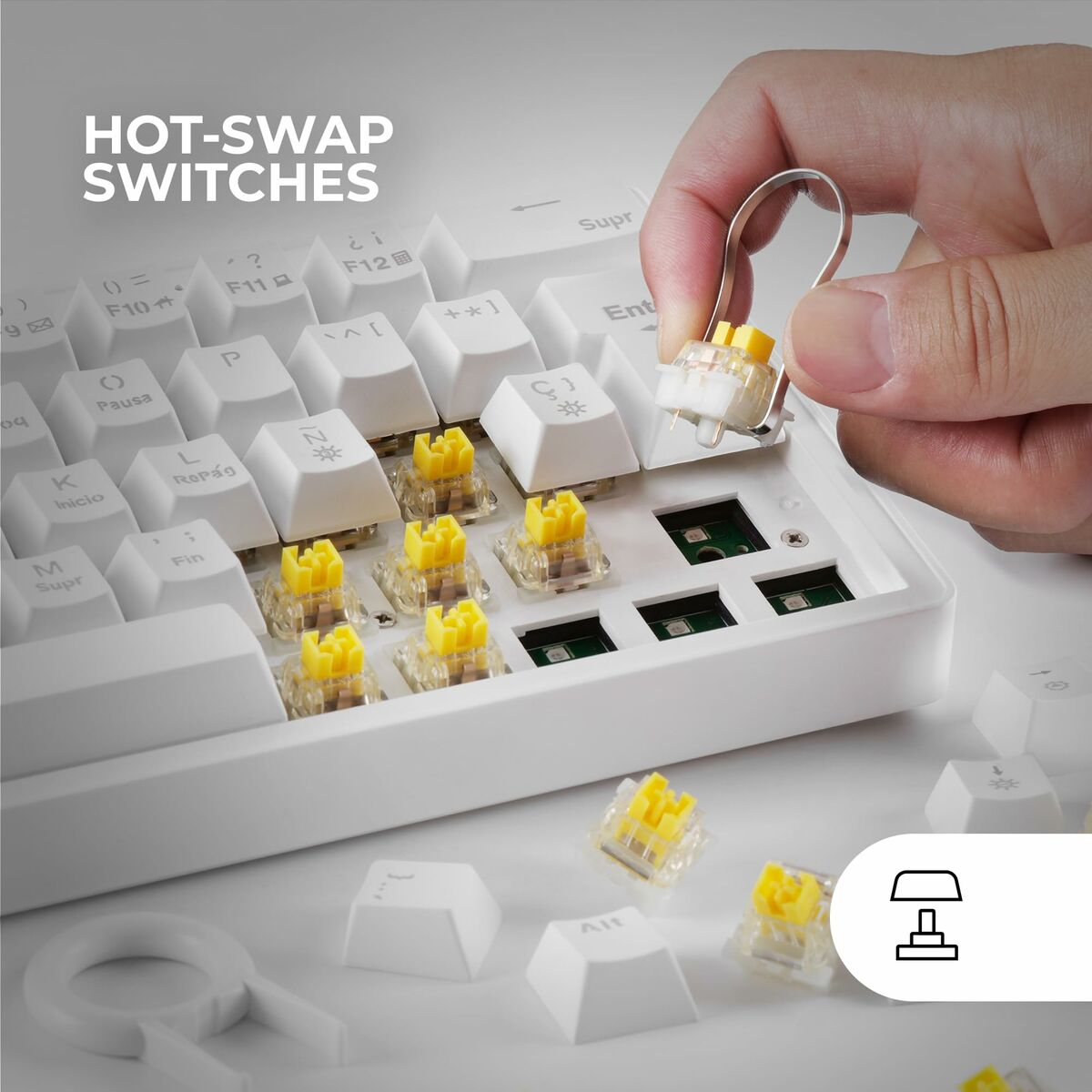 Teclado Gaming Mars Gaming MKMINIPROWYES Qwerty US Blanco