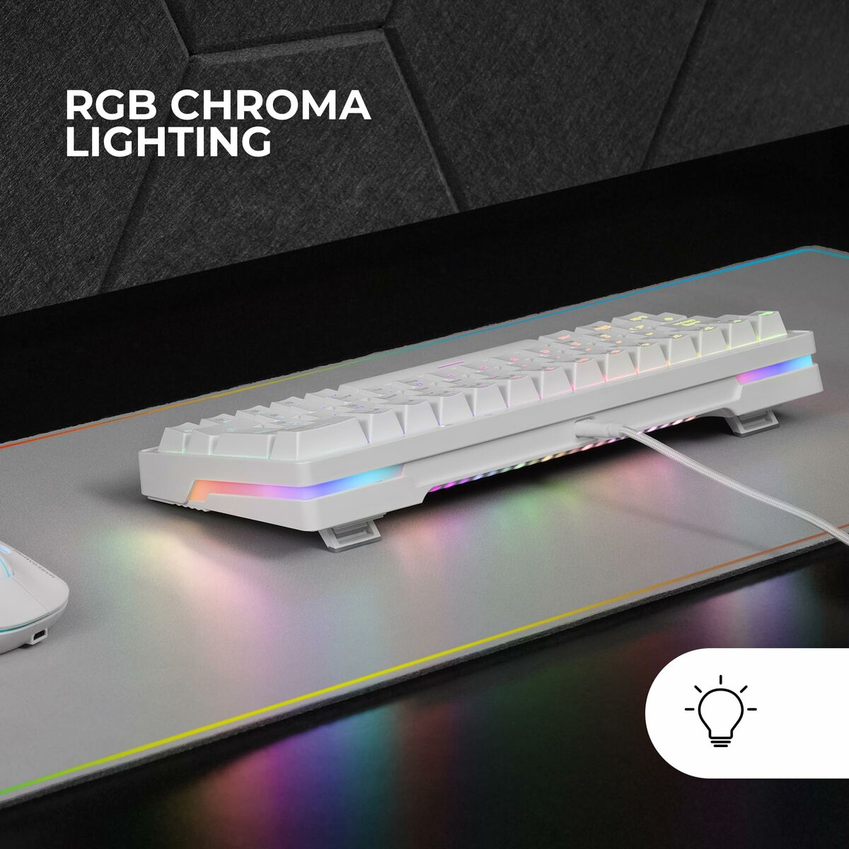 Teclado Gaming Mars Gaming MKMINIPROWYES Qwerty US Blanco