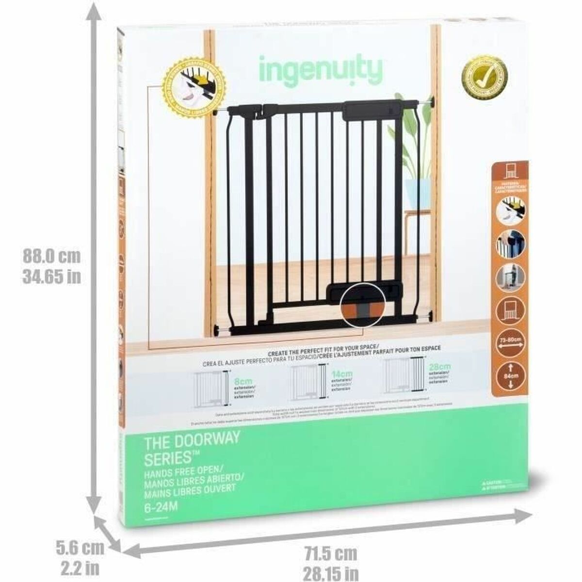 Barrera de seguridad Ingenuity Negro 73-80 cm