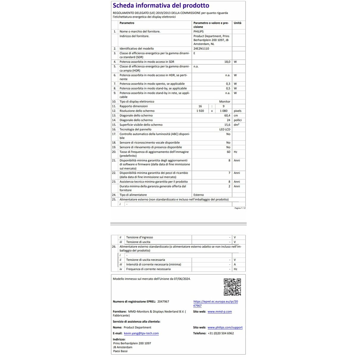 Monitor Gaming Philips 27E1N1200A/00 27" Full HD
