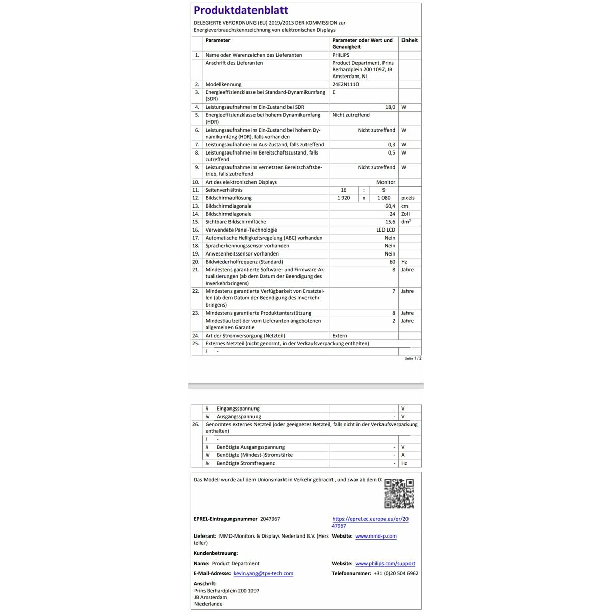 Monitor Gaming Philips 27E1N1200A/00 27" Full HD