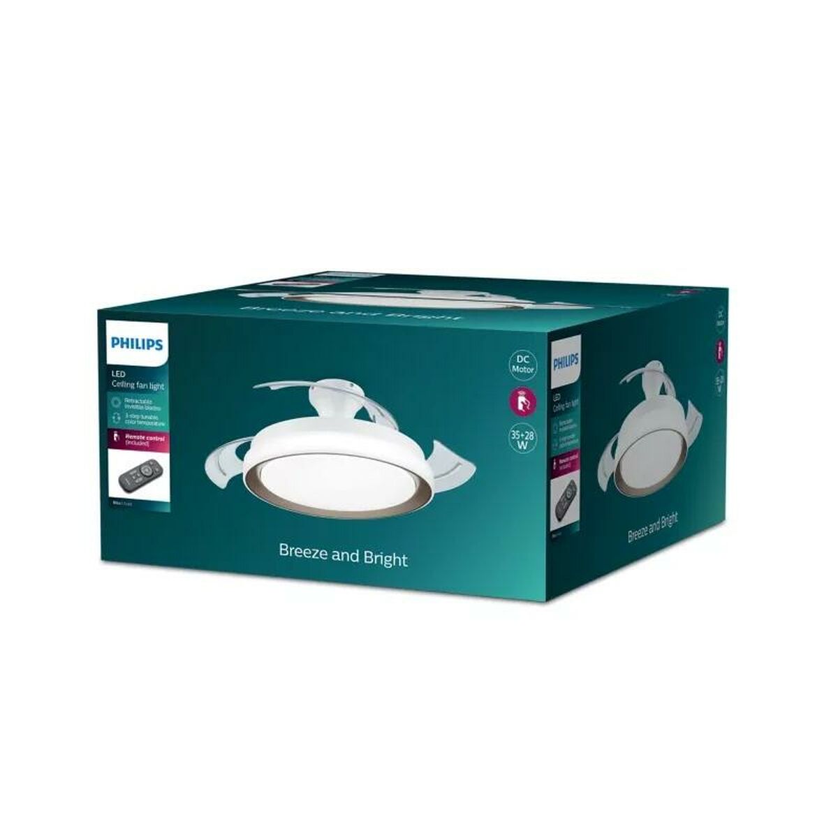 Ventilador de Techo con Luz Philips 929004081801 Blanco Dorado (4000 K) (2700 K)