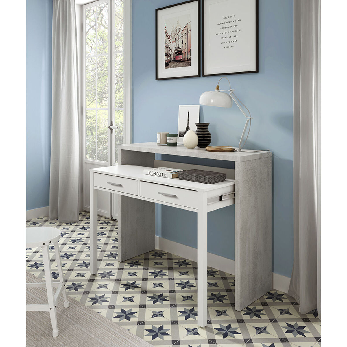 Escritorio Forés Blanco 98,5 X 36 X 87,5 CM Metal MDF