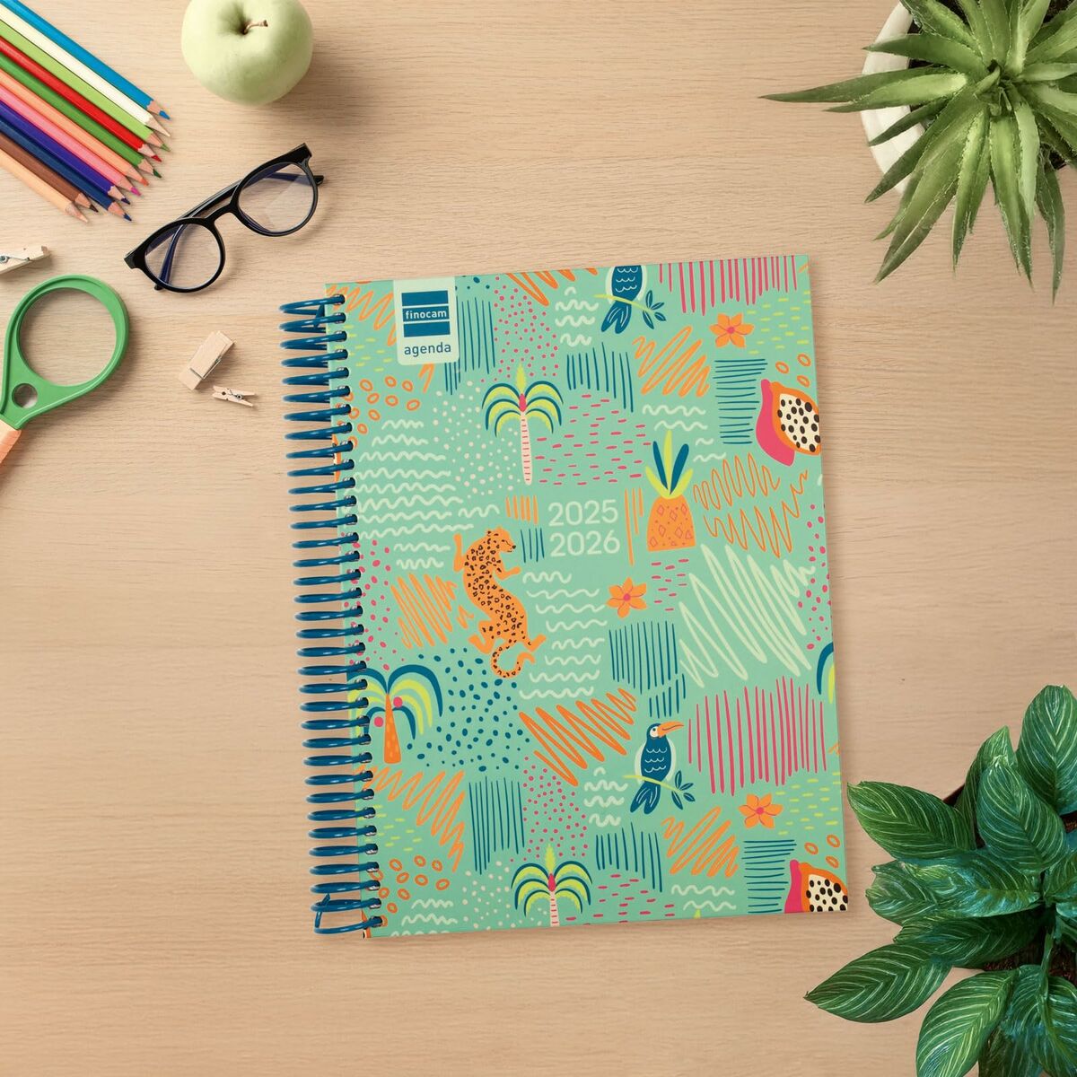Agenda Finocam DIVA Multicolor Cuarto 15,5 x 21,2 cm Selva 2025-2026