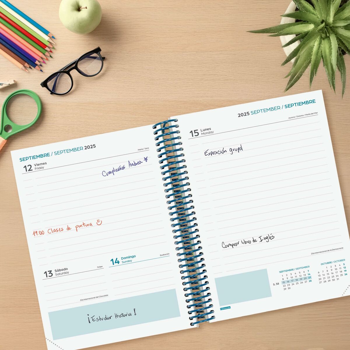 Agenda Finocam DIVA Multicolor Cuarto 15,5 x 21,2 cm Selva 2025-2026