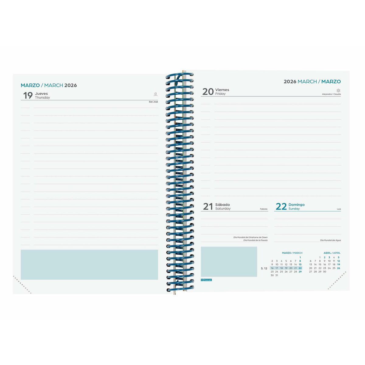 Agenda Finocam DIVA Multicolor Cuarto 15,5 x 21,2 cm Selva 2025-2026