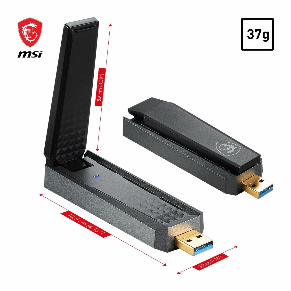 Adaptador USB MSI AX1800 Negro