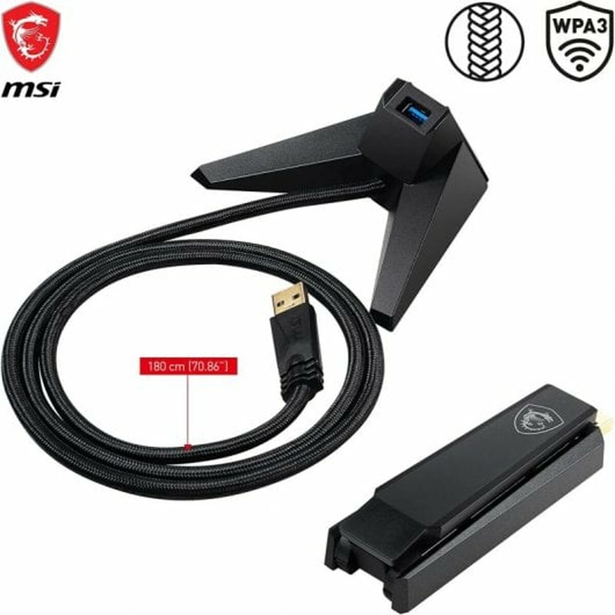 Adaptador USB MSI AX1800 Negro
