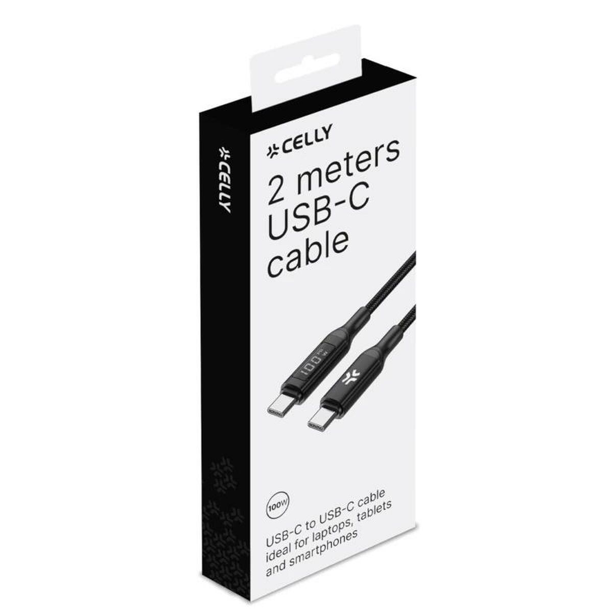 Cable USB-C Celly USBCUSBC100WLED
