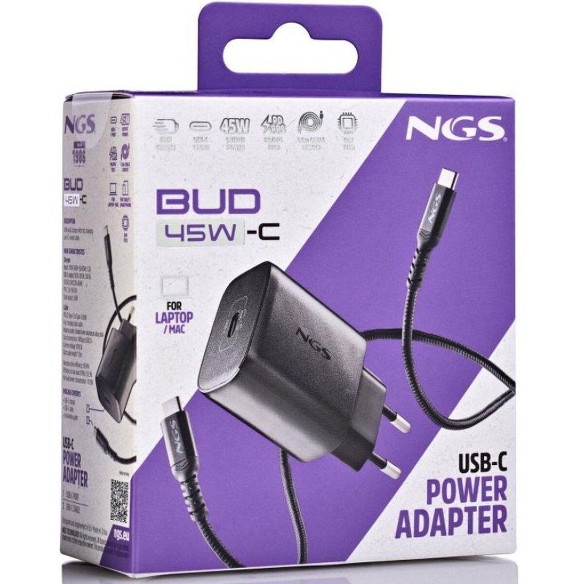 Cargador de Pared NGS NGS Bud 45 W Negro
