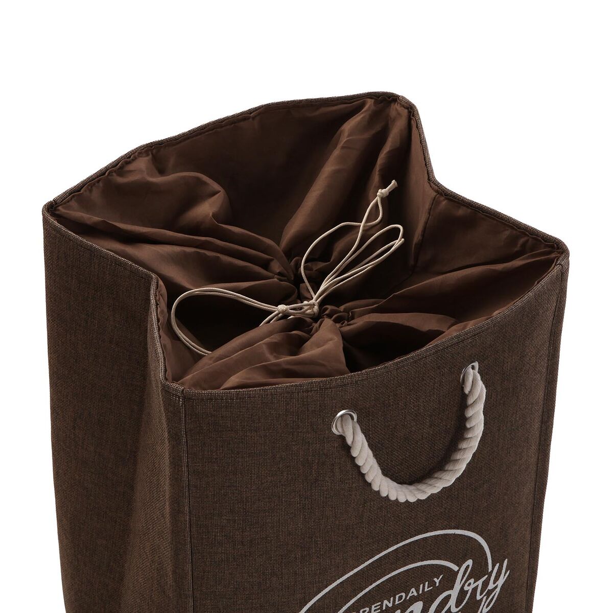 Cesto para la Ropa Sucia Versa Marrón Poliéster PVC Metal EVA 30 x 55 x 36 cm