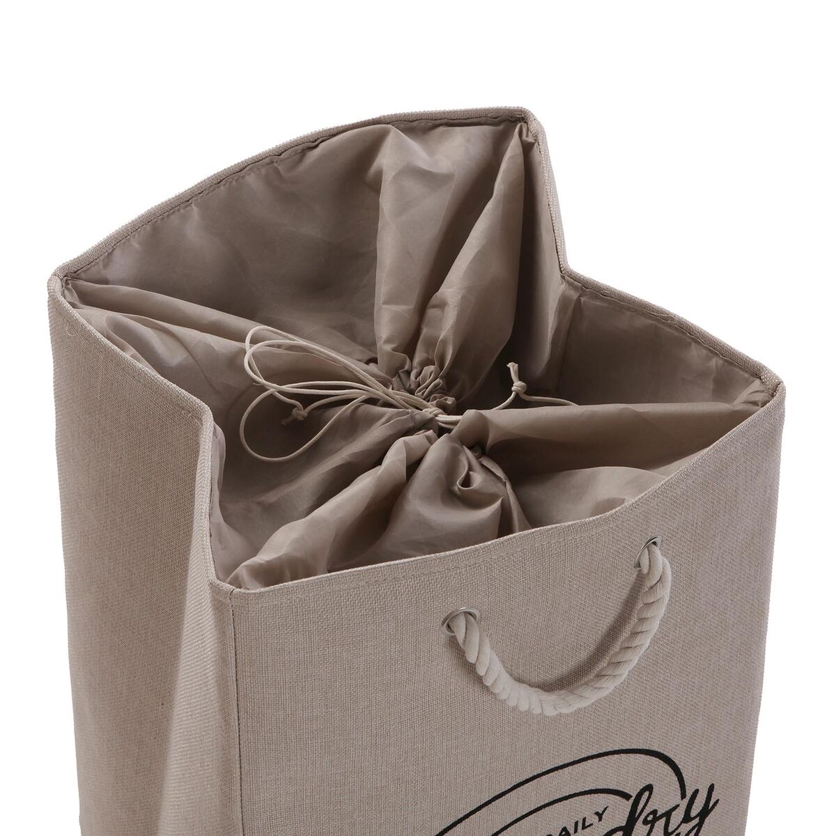 Cesto para la Ropa Sucia Versa Crema Poliéster PVC Metal EVA 30 x 55 x 36 cm