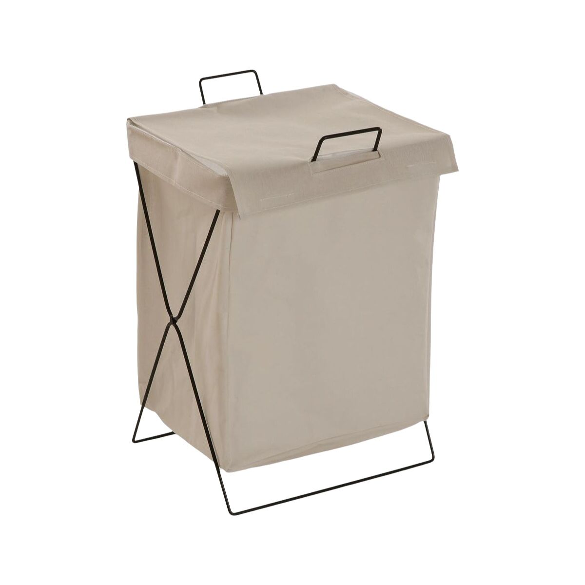 Cesto para la Ropa Sucia Versa Crema Poliéster Metal Polietileno 35 X 48 X 30 CM