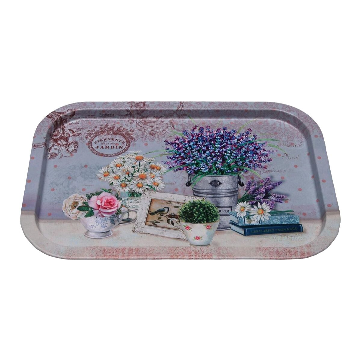 Bandeja Versa Metal 23 X 1,5 X 34 CM Flores