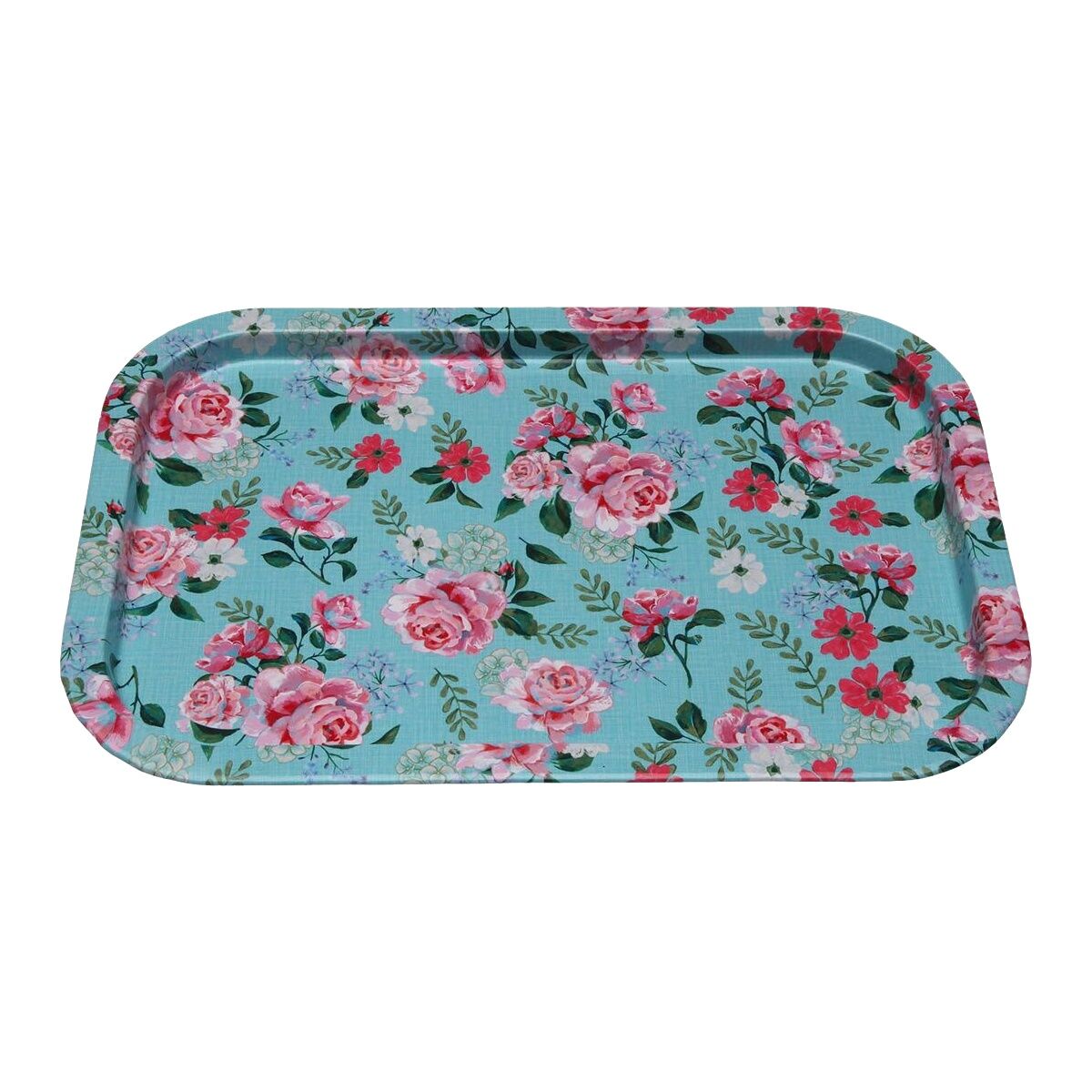Bandeja Versa Azul Metal 23 X 1,5 X 34 CM Flores