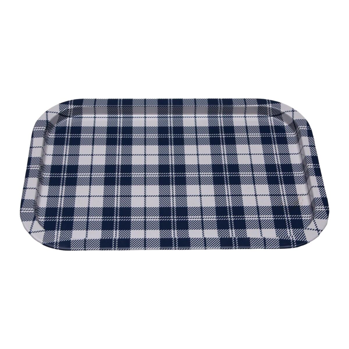 Bandeja Versa Vichy Azul Metal 23 X 1,5 X 34 CM